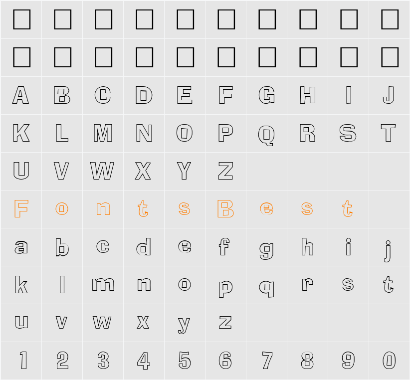 AdLibOutline Character Map