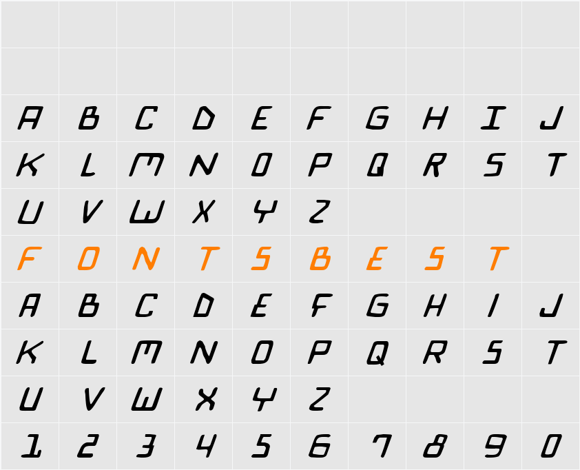 Bionic Comic Italic Character Map