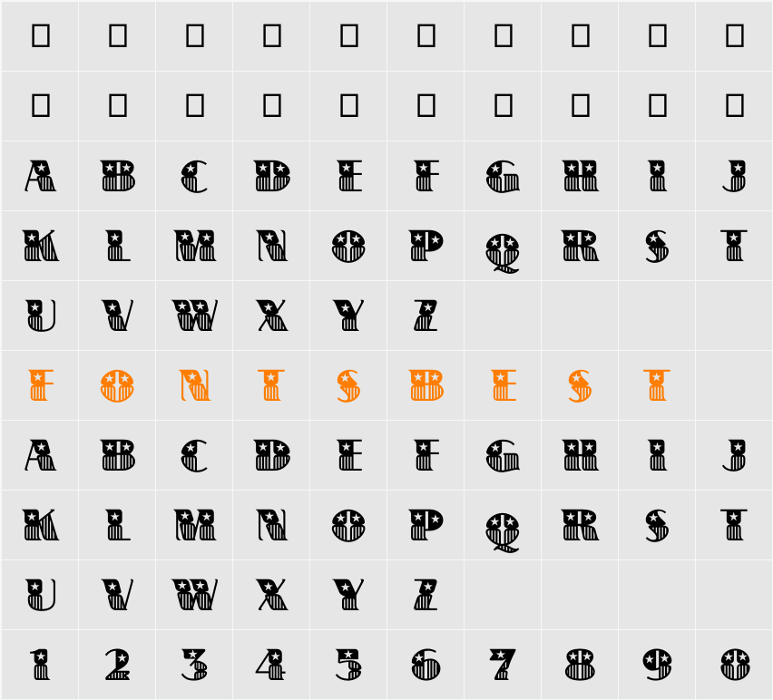 BannerStar Character Map