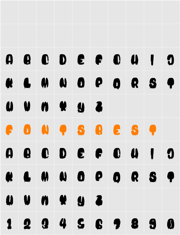 Blood Bold Driped Character Map