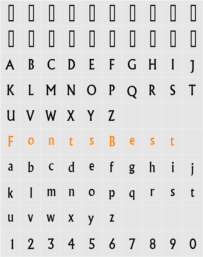 Flair Condensed Character Map