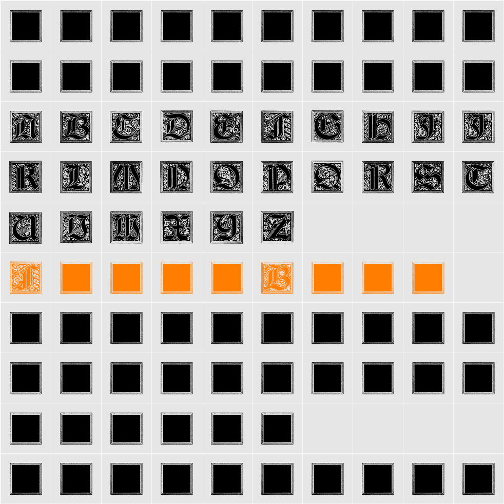 Camelot_Initials Character Map