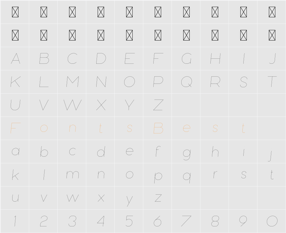 Bubbble Gum Italic Hairline Character Map