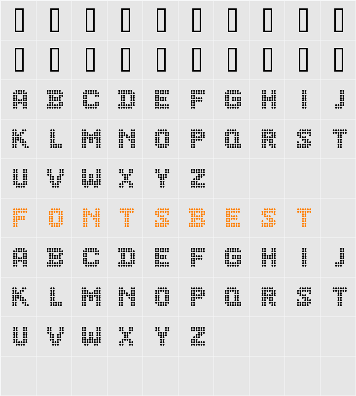 CF Dots 521 Character Map