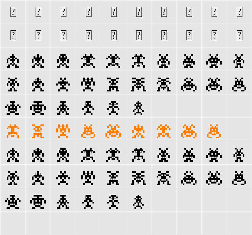 Binary Soldiers Character Map