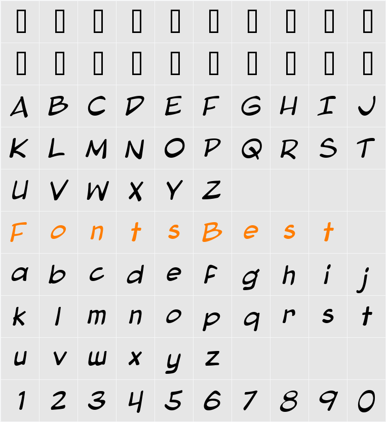 Blambot Pro Lite Character Map