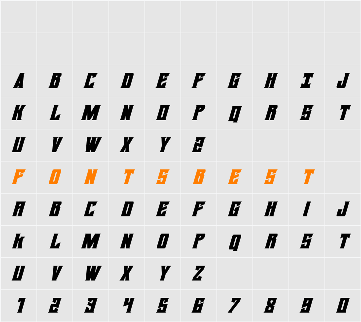 Daemonicus Italic Character Map