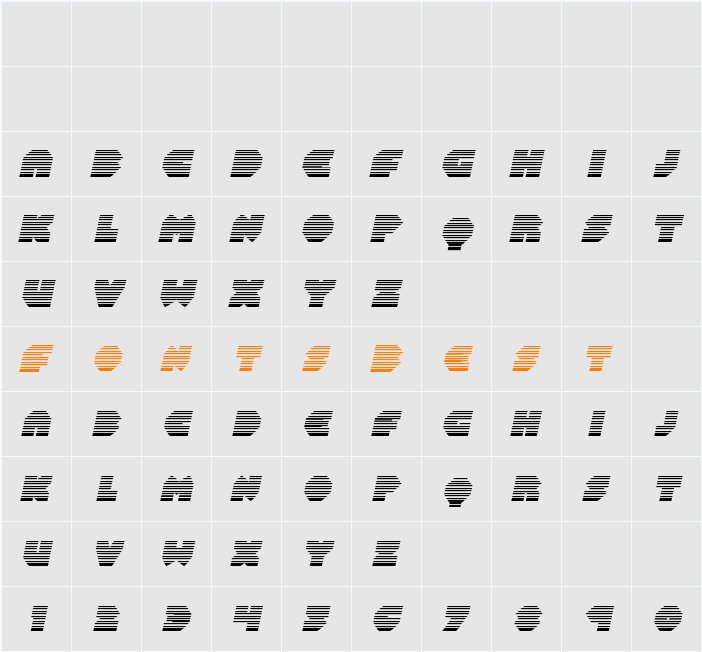Bal-Astaral Gradient Italic Character Map