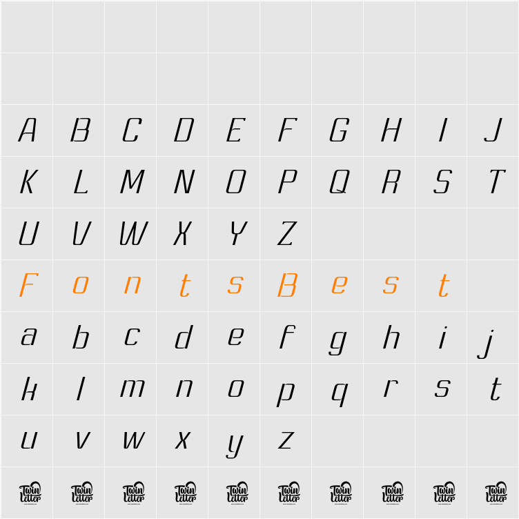 Ashety ExtLt Slant Character Map
