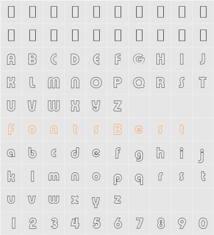 BrianBeckerOutline-ExtraBold Character Map