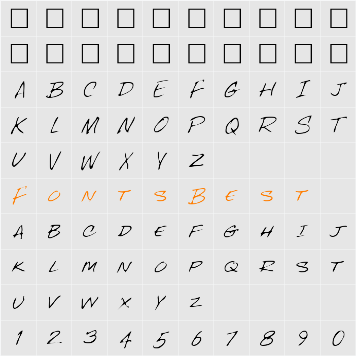 FentonsHand Character Map