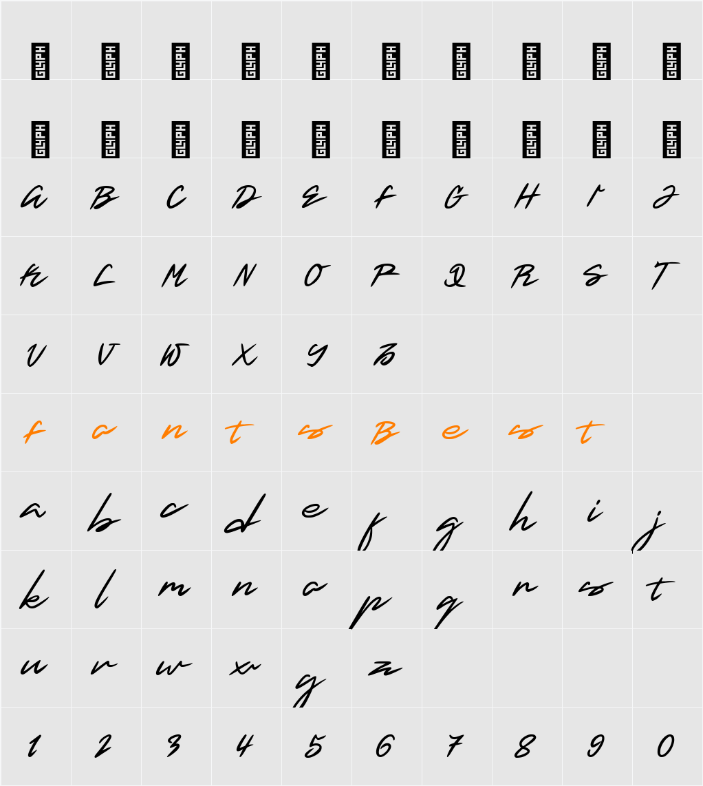 Betran Character Map