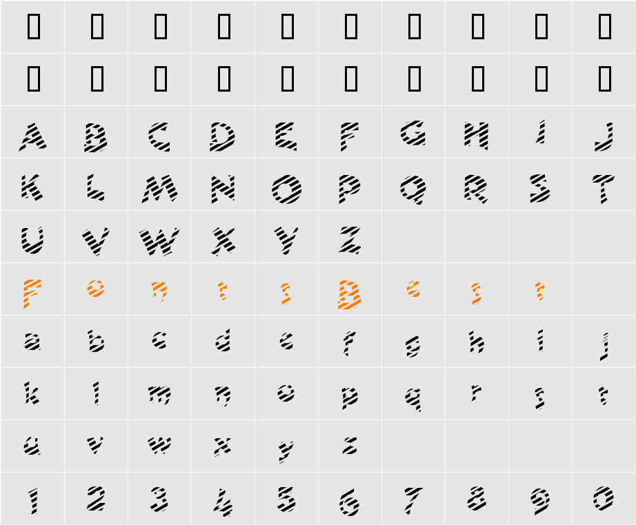 Cane-Striped Character Map