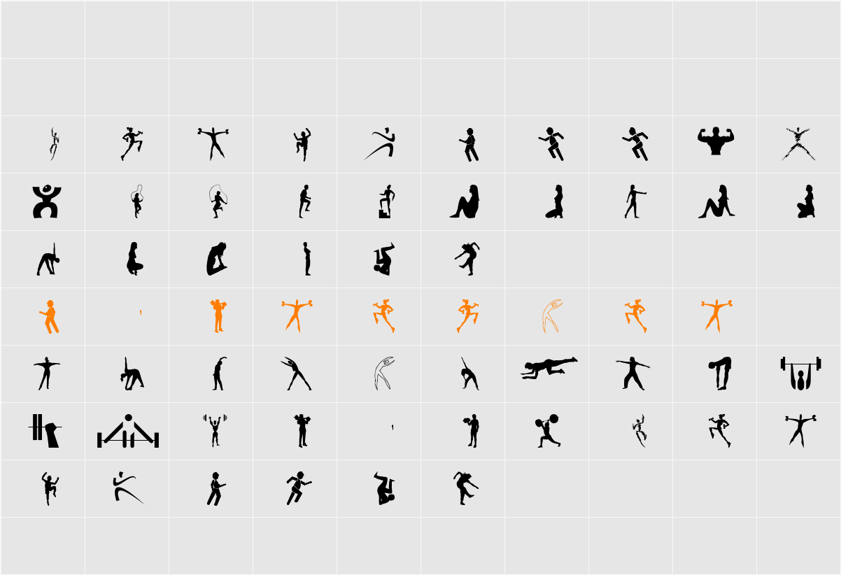 FitnessSilhouettes Character Map