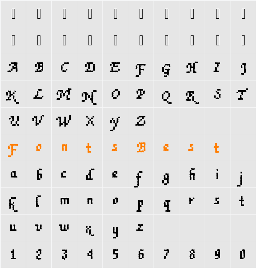 DTCRoughM77 Character Map
