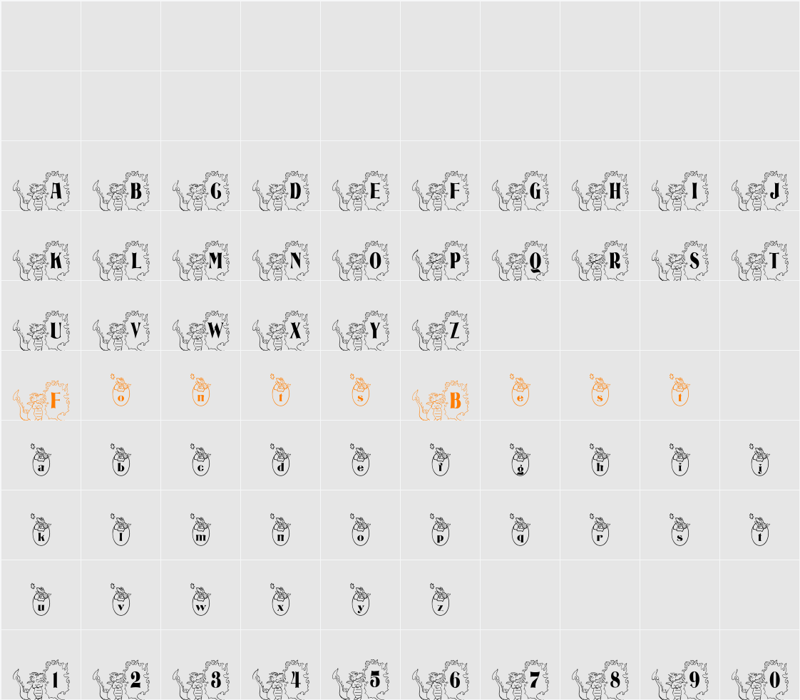 BJF Dragons Character Map