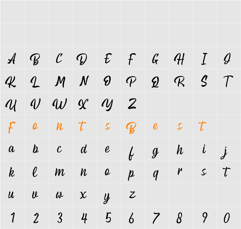 Brodast Character Map