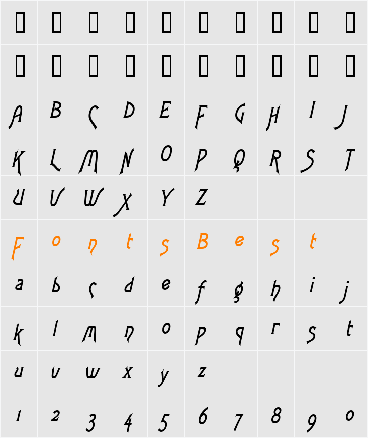 Fletch Condensed Character Map