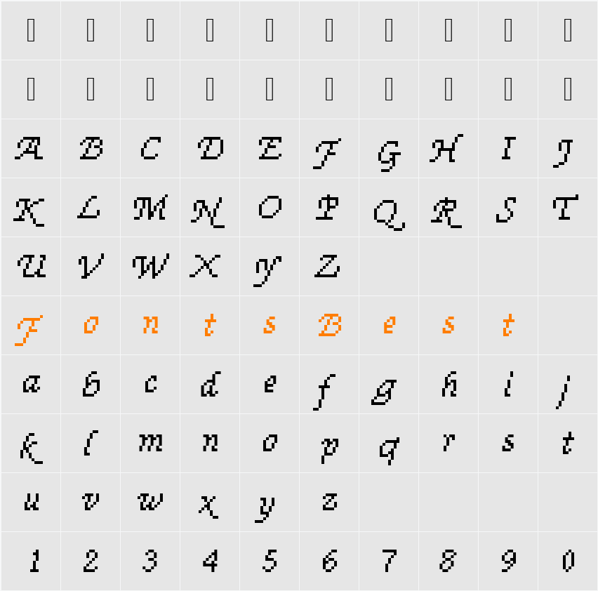 DTCRoughM71 Character Map