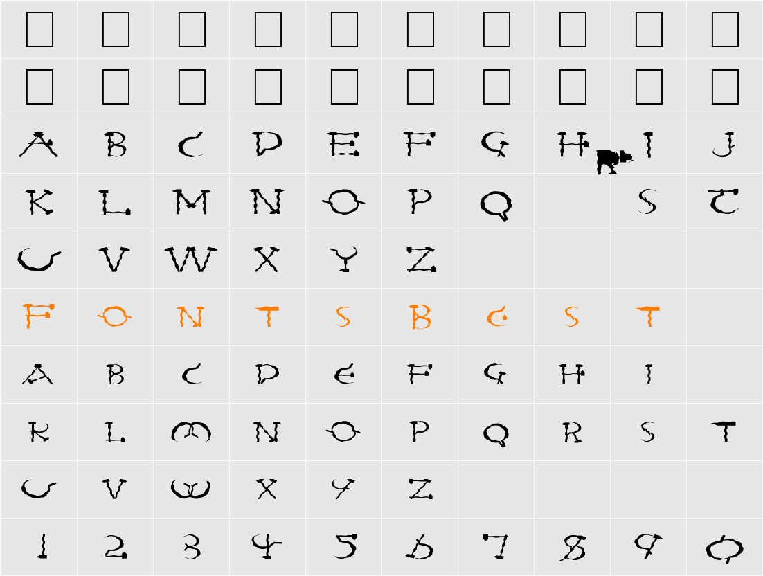 FZ UNIQUE 28 WAVEY EX Character Map