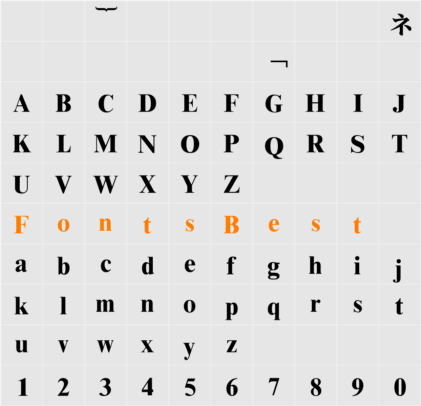 DFPSongXBold-GB Character Map