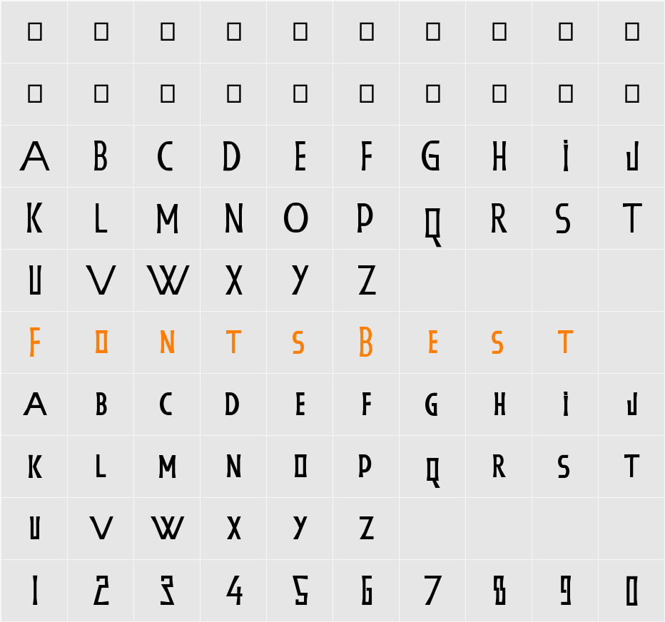 BackOutWeb Character Map