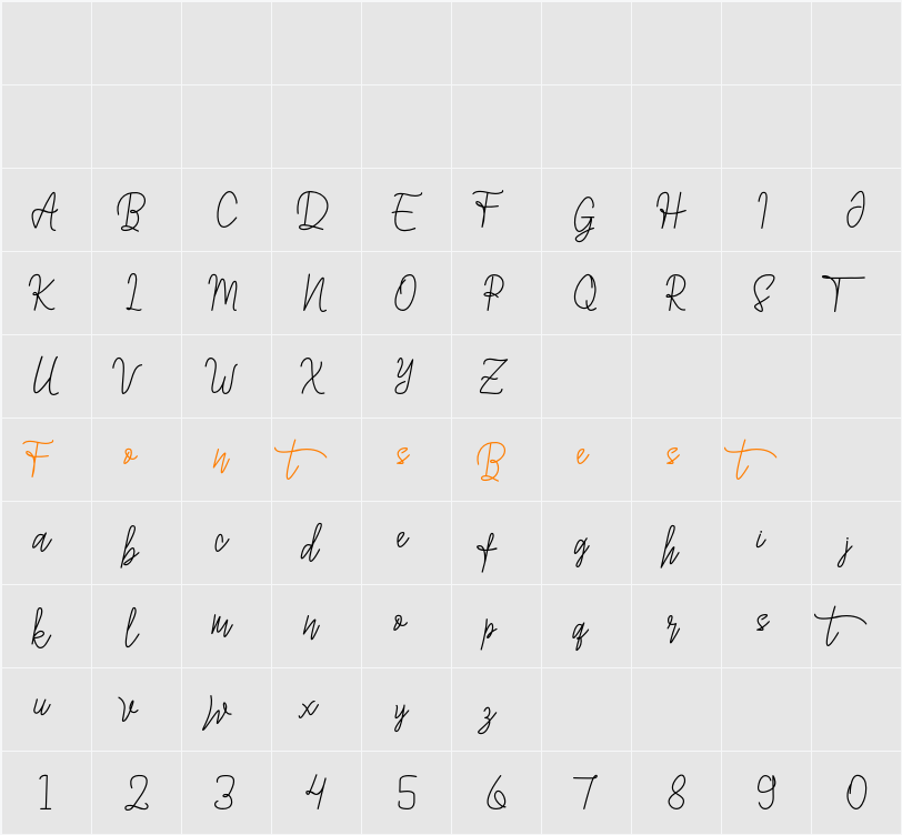 Asittany Script Character Map