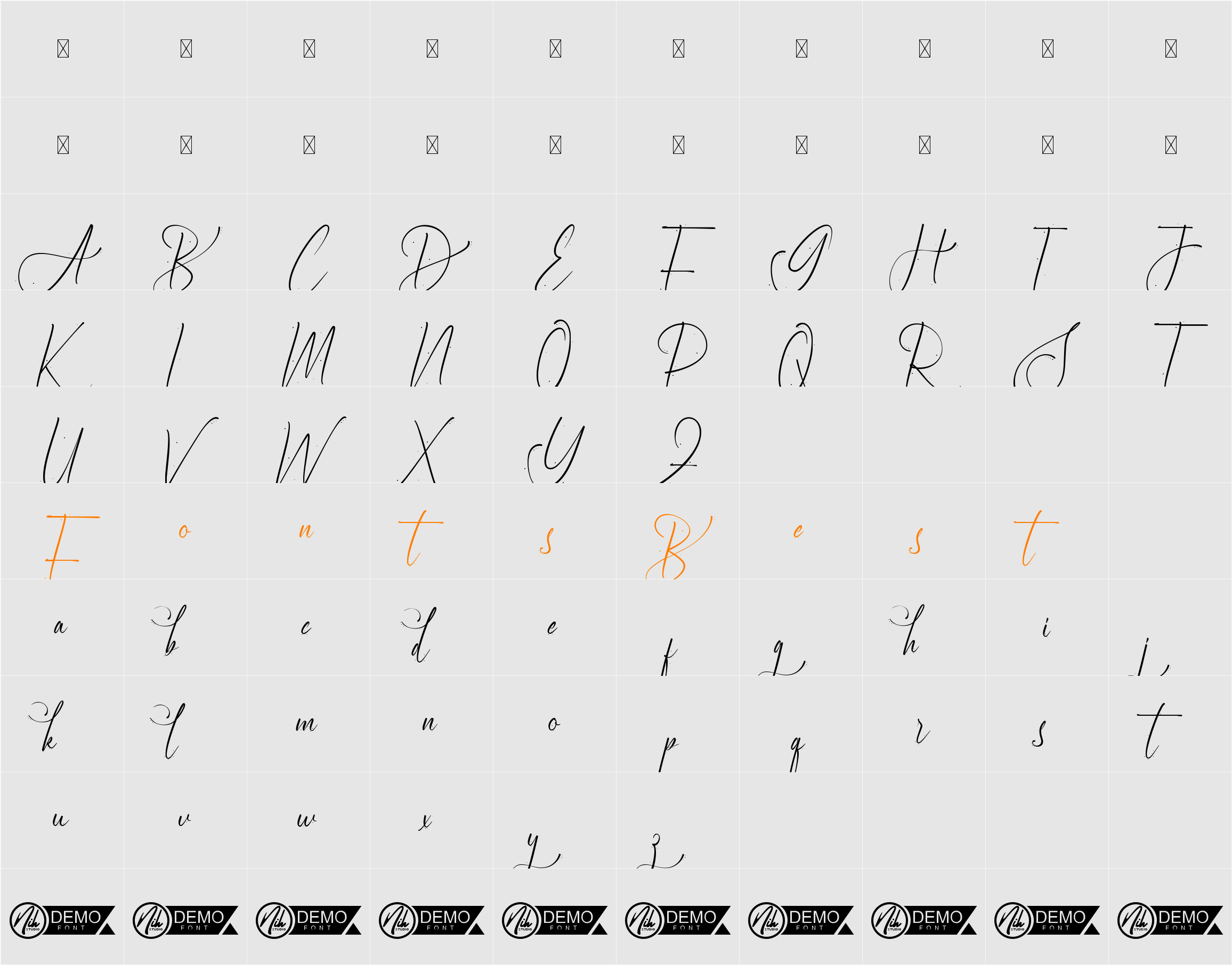 Burlington Demo Character Map