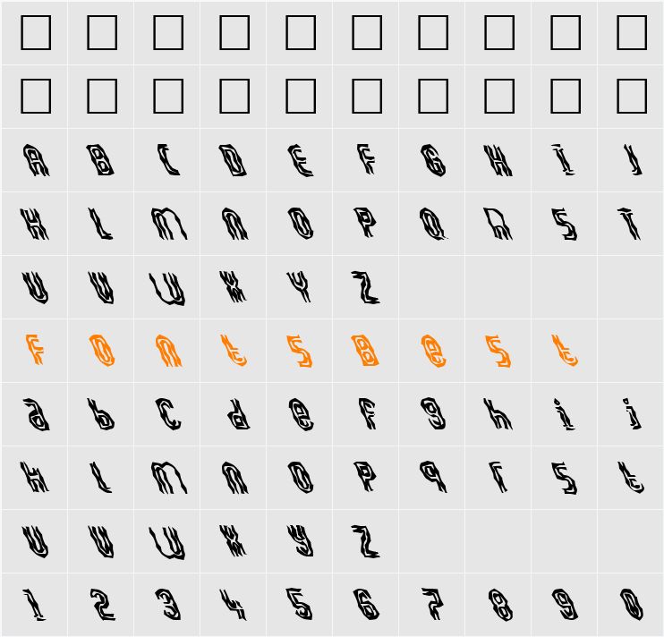 FZ WACKY 41 LEFTY Character Map