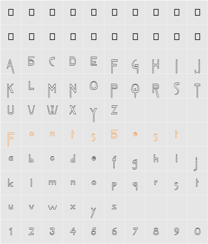 FZ JAZZY 45 HOLLOW Character Map