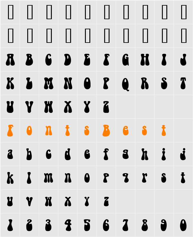 Bellybeans FG Character Map