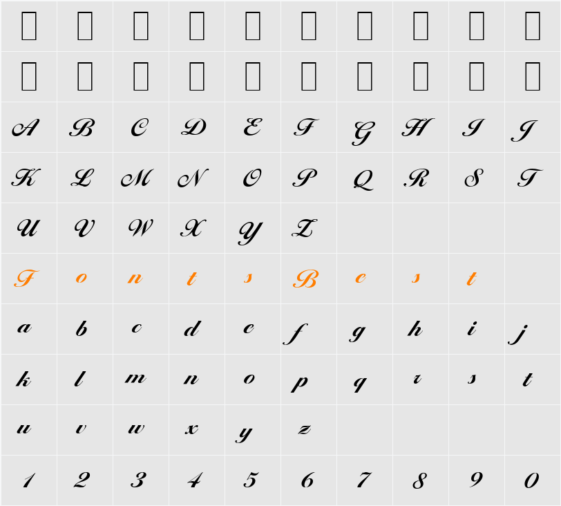 BallantinesSerial-Xbold Character Map