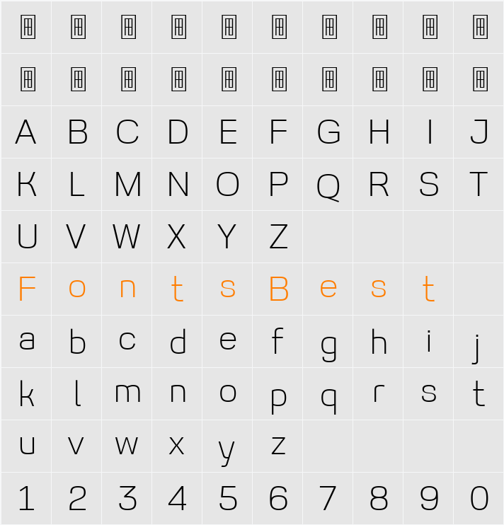 AV Fontimer ExtLt Character Map