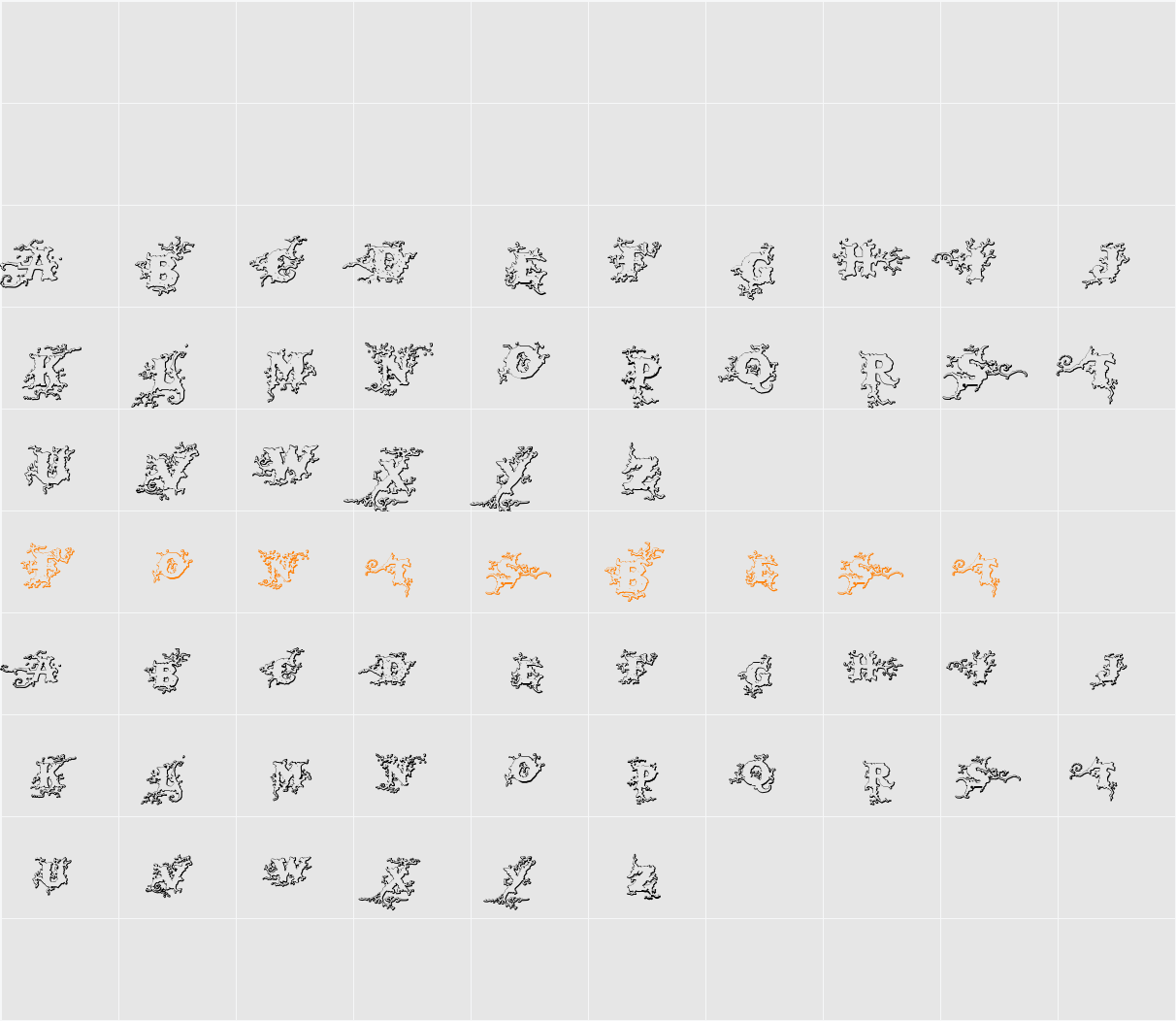 DarkWoodBeveled Character Map