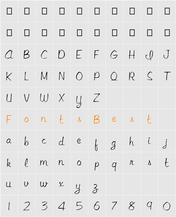FZ SCRIPT 15 Character Map