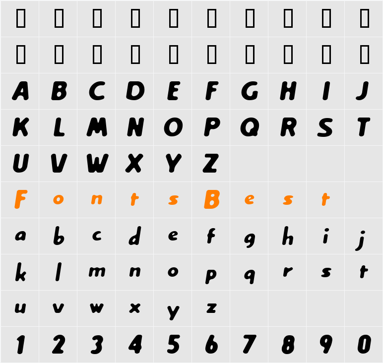 Creamexbold Character Map