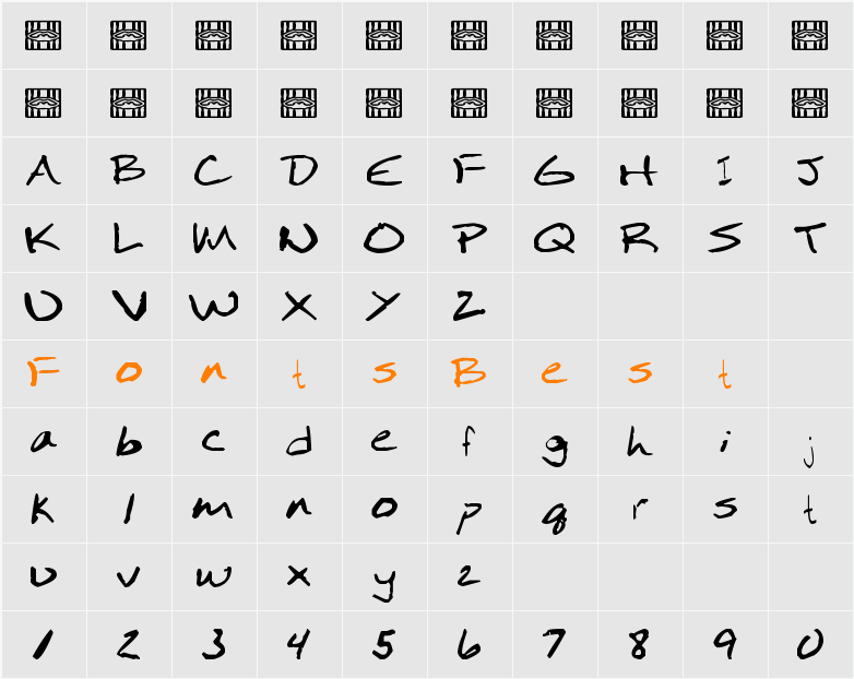 Moodica Character Map