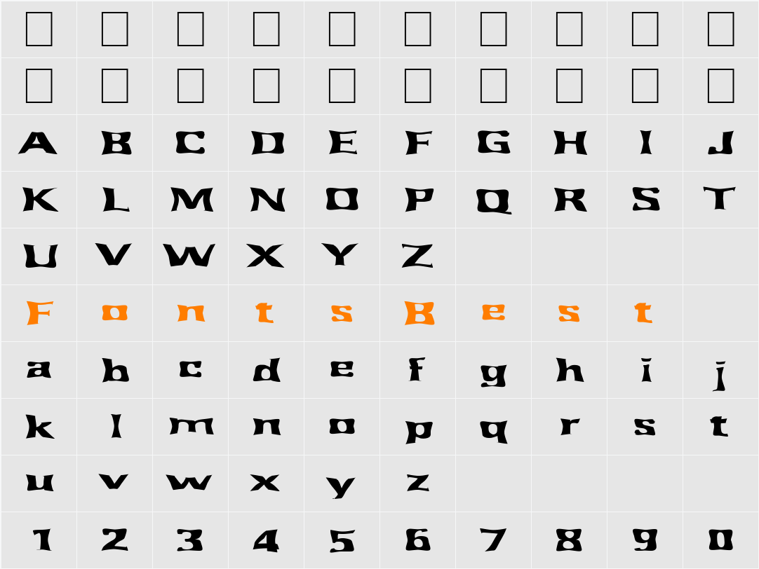 FZ WARPED 43 EX Character Map