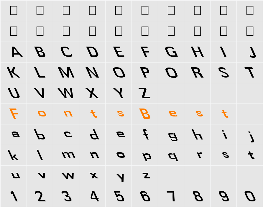FZ BASIC 58 LEFTY Character Map