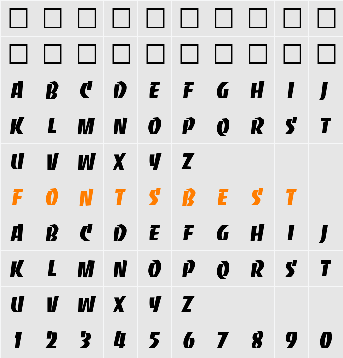 Bandit DB Character Map