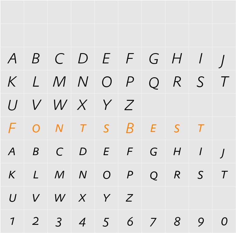 DTLProkyonTCapsLight Character Map