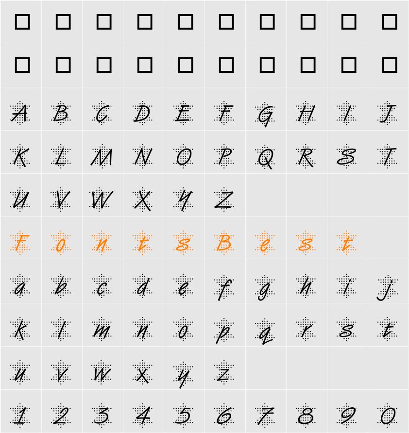 DTCVanDijkM47 Character Map