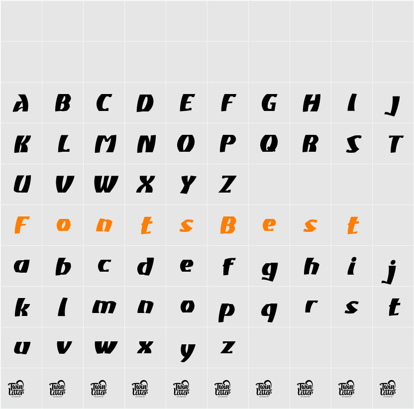 Atiku Black Slant Character Map