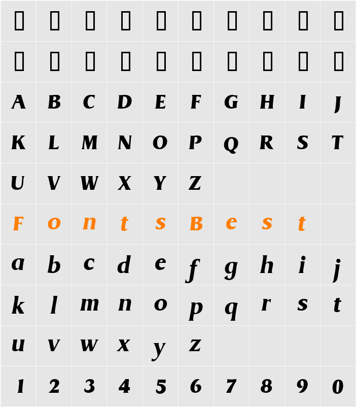 BaryonDisplaySSi Character Map