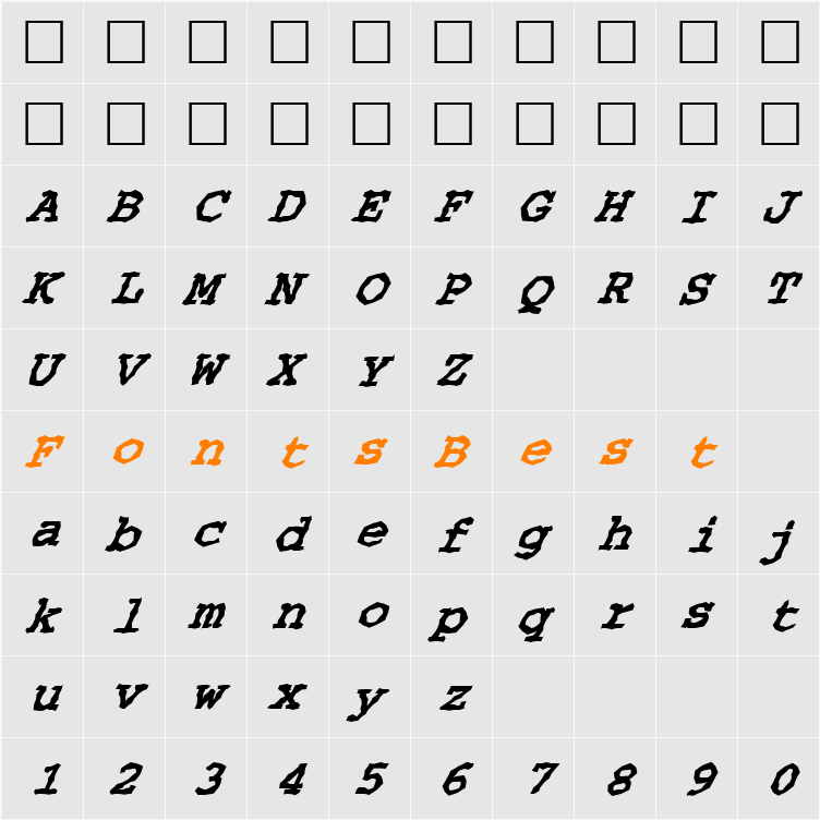 FZ WACKY 35 ITALIC Character Map
