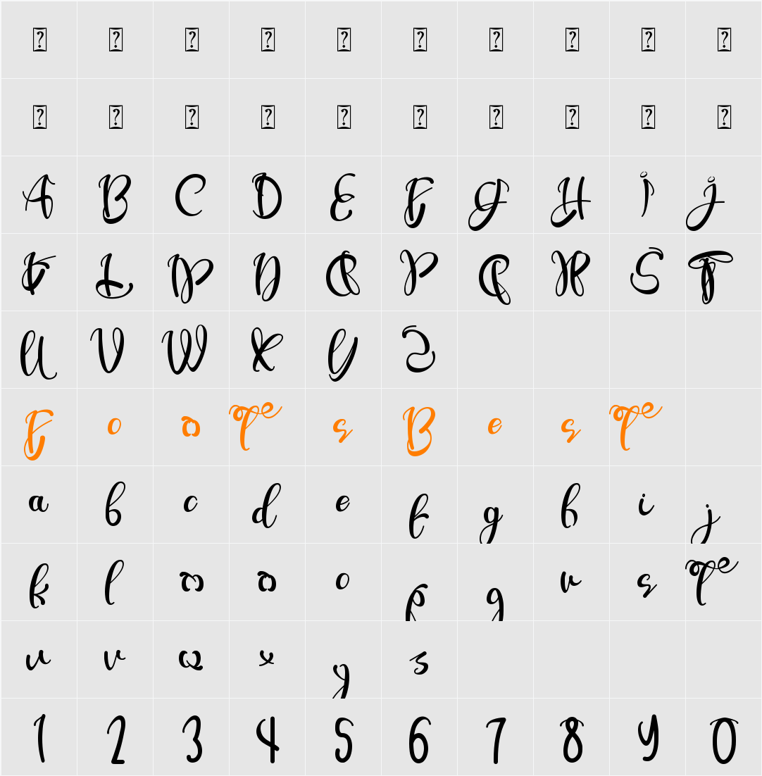 Agraffito Character Map