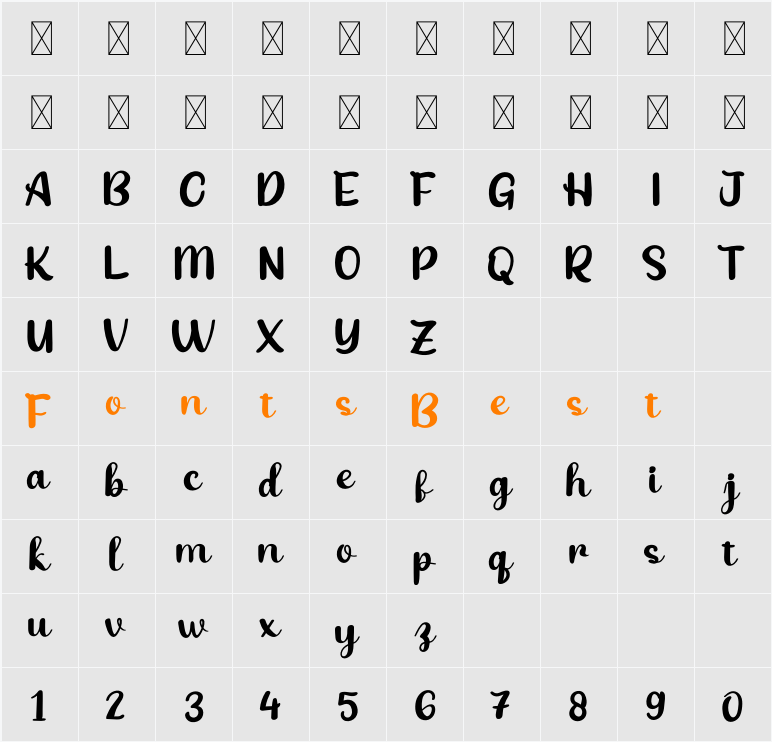 Babang Character Map