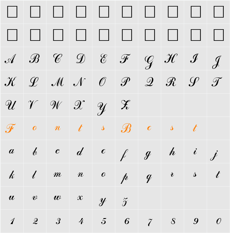 DahlingScriptSSK Character Map
