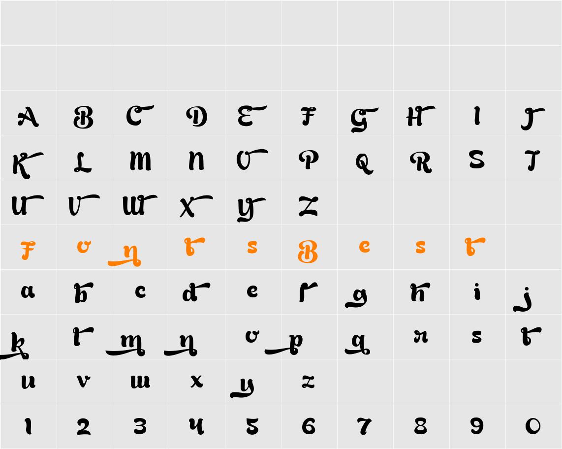 Bready Clockwise Demo Character Map