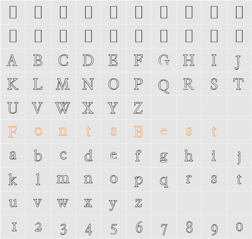 CharlesBeckerOutline-Light Character Map
